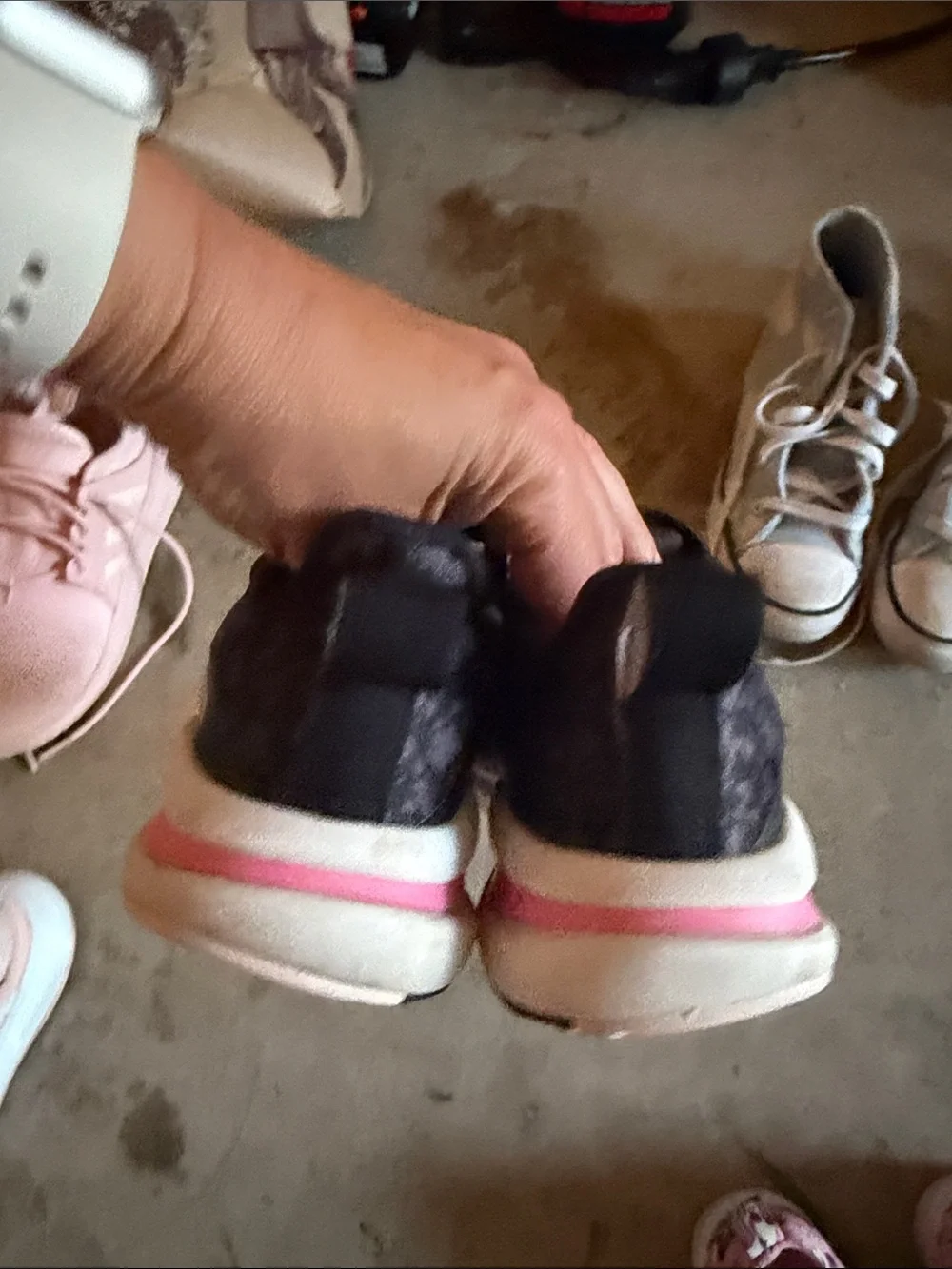Adidas Girl’s black Sneakers with Pink Accent